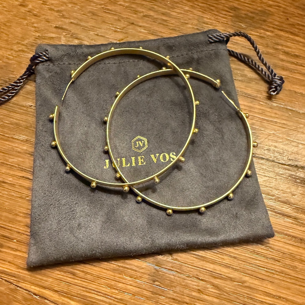 Julie Vos Gold Hoop Earrings with Bead Accents